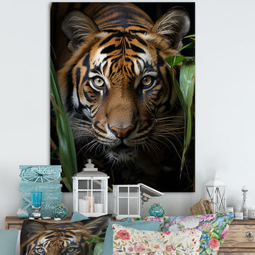 Tiger Portrait Vibrant - Tiger Large Canvas Wall Art